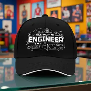 S&T  Engineer Pattern Baseball Cap - Lightweight Breathable Adjustable Strap, Fun Engineering Design ("Trust Me, I'm an Engineer") - Gift for Engineers, STEM Students, Suitable for Halloween, Thanksgiving, Casual Outdoor, Work Party, Unisex, Comfortabl