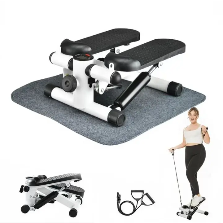 Fitness Stepper Mini Stepper with Resistance Bands, Hydraulic Fitness Stepper for Total Body Workout, Home Gym Equipment