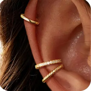 Thin Chunky Ear Cuffs Non-piercing For Women - Delicate Cuff Earrings Stylish Cubic Zirconia Hoop Cartilage Earrings Jewelry Gifts