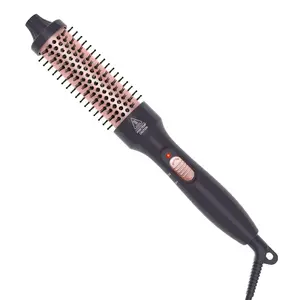 PHOEBE 1.25 Inch Curling Iron Brush Ceramic 1 1/4 Inch Double PTC Heated Hair Curling Comb Tourmaline Ionic Hair Curler Curling Iron Dual Voltage for Traveling On Long, Medium Hair - Black