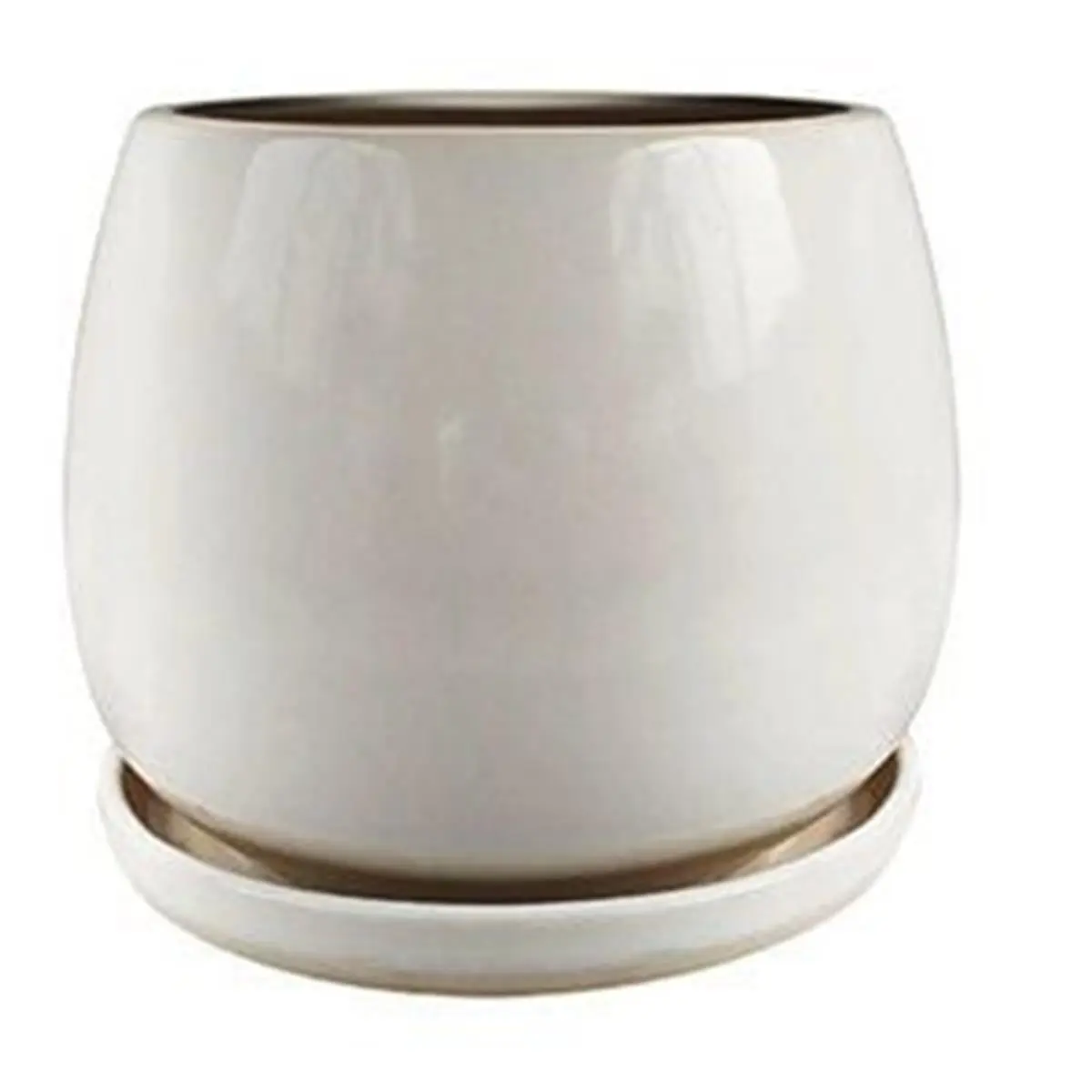 212 MAIN 8 in. Cream White Trendspot Brook Glazed Ceramic Round Planters (Pack of 2) - Artisan Design, Built-in Drainage Holes, 8.27" x 8.27" x 7.09", 11 lbs, Large Flower Pots, Decorative Indoor Plant Pots, Plant Pots Indoor