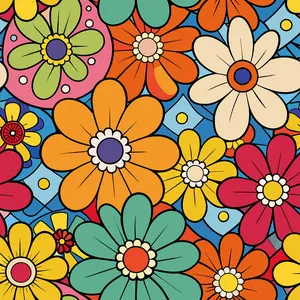 Vibrant Multi-Color Floral Wallpaper Roll, Waterproof Self-Adhesive Removable Wall Paper, Home Decor for Living Room Bedroom Kids' Room