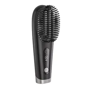 Cordless Hair Straightener Brush, Wireless Ionic Hot Straightening Comb with 3 Temperature Settings, 3200 mAh Rechargeable，Mini USB Rechargeable Electric Hair Hairstyle Tool for Travel, 100 Million Negative Ions Hair Straightener Brush wavy  talk Comfort