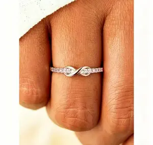 Sterling Silver Fashion Infinity Symbol Design Promise Ring, Wedding Promise Rings, Pave Ring, Statement Rings, Fashion Jewelry for Party, Daily Decor, Trendy All-match & Exquisite Jewelry for Birthday Gift