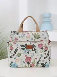 Large Capacity Thick Fabric Handbag, Aluminum Foil Insulated Lining, Zipper Half Closed, Multi-Pocket Outdoor Storage Bag, Lightweight Insulated Pack, Multifunctional Insulated Bag, Durable Insulated Bag