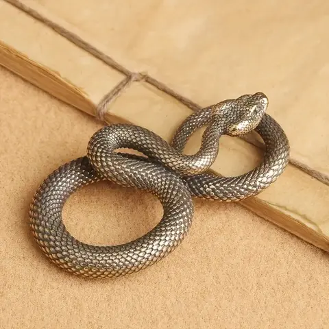Vintage Snake Decorative Metal Statue, Mini Animal Figurine Sculpture Gift, Decorative Sculptures, Home Office Desktop Decoration, Zodiac Snake Craft, Unique Art Piece, Collectible Figurine, Ornaments, Decoration Figure