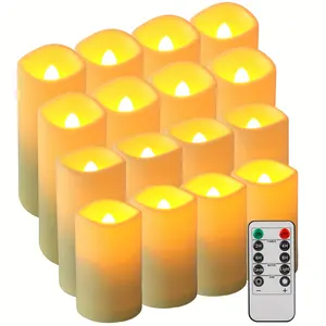 Indoor Battery-Powered Plastic Candles Set - 12-Piece, 2.2in Depth, 4in-7in Heights, Remote Control, Timer, Home Decor for Christmas, Weddings