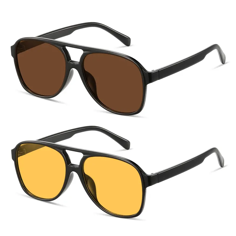 Kimorn Unisex Plastic Aviator Tinted Lens Sunglasses - Full Rim, Large Double-Beam, 70s Retro Vibe, UV400 Sun Shield, Lightweight, Burr-Free, Scratch-Free, Sports-Ready for Driving, Anti-UV Women's Sunglasses, 2026 Eye Fashion Accessory, Adult Gifts