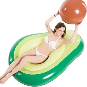 Inflatable Avocado Pool Float Floatie with Ball Water Fun Large Blow Up Summer Beach Swimming Floaty Party Toys Lounge Raft for Kids Adults