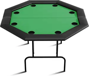 Octagon Poker Table with 8 Cup Holders, Casino Leisure Table for 8 Players, Blackjack Gaming Table with Water-Resistant Cushioned Rail