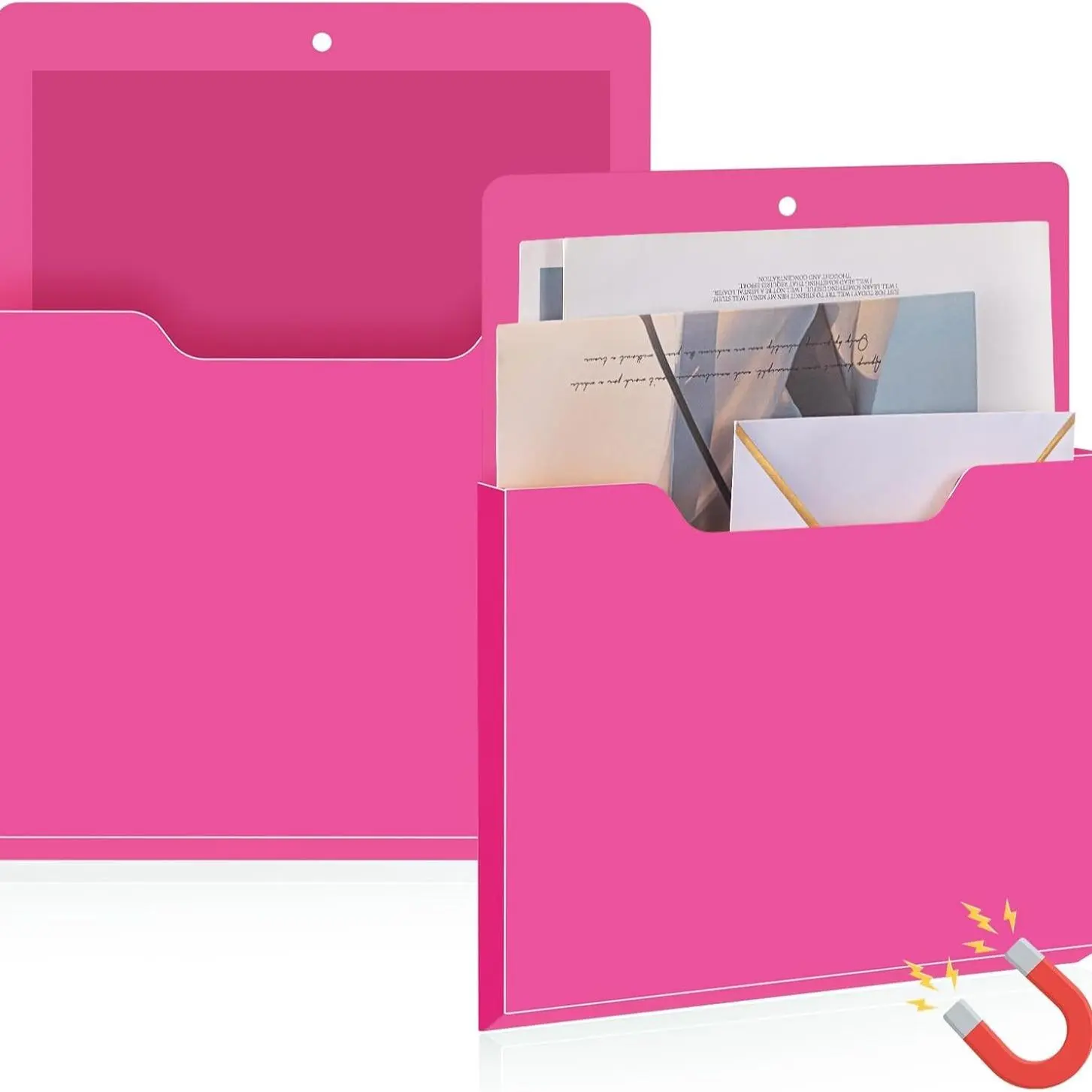 2/6/8 Pcs Magnetic File Folders Solid Color and Patterned Magnetic File Organizer Wall Mounted Paper Holder for Refrigerator Whiteboard Classroom Office Home Mail Letter Magazine Storage Teacher Supplies