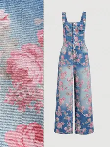 Women's Casual Washed Floral Print Denim Bib Pants Floral Denim Jumpsuit,Fall Clothes For Women,Office Outfits For Women,Birthday Outfits For Women,Lounge Jumpsuits For Women,Elegant Jumpsuits For Women,Western Wear Women,Fall Jumpsuits For Women,Country