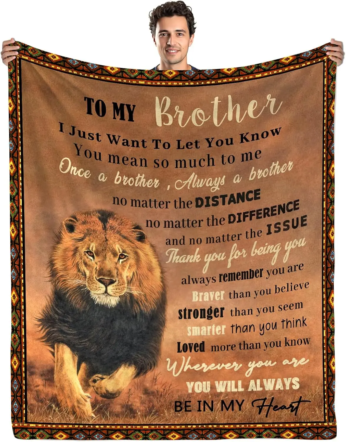 Brother Gifts from Sister Brother Blanket Birthday Gifts for Men Brother Fathers Day Blanket Gift for Brother Adult Lion Throw Blanket for Brother Christmas Thanksgiving Gift, Soft Comfortable Flannel