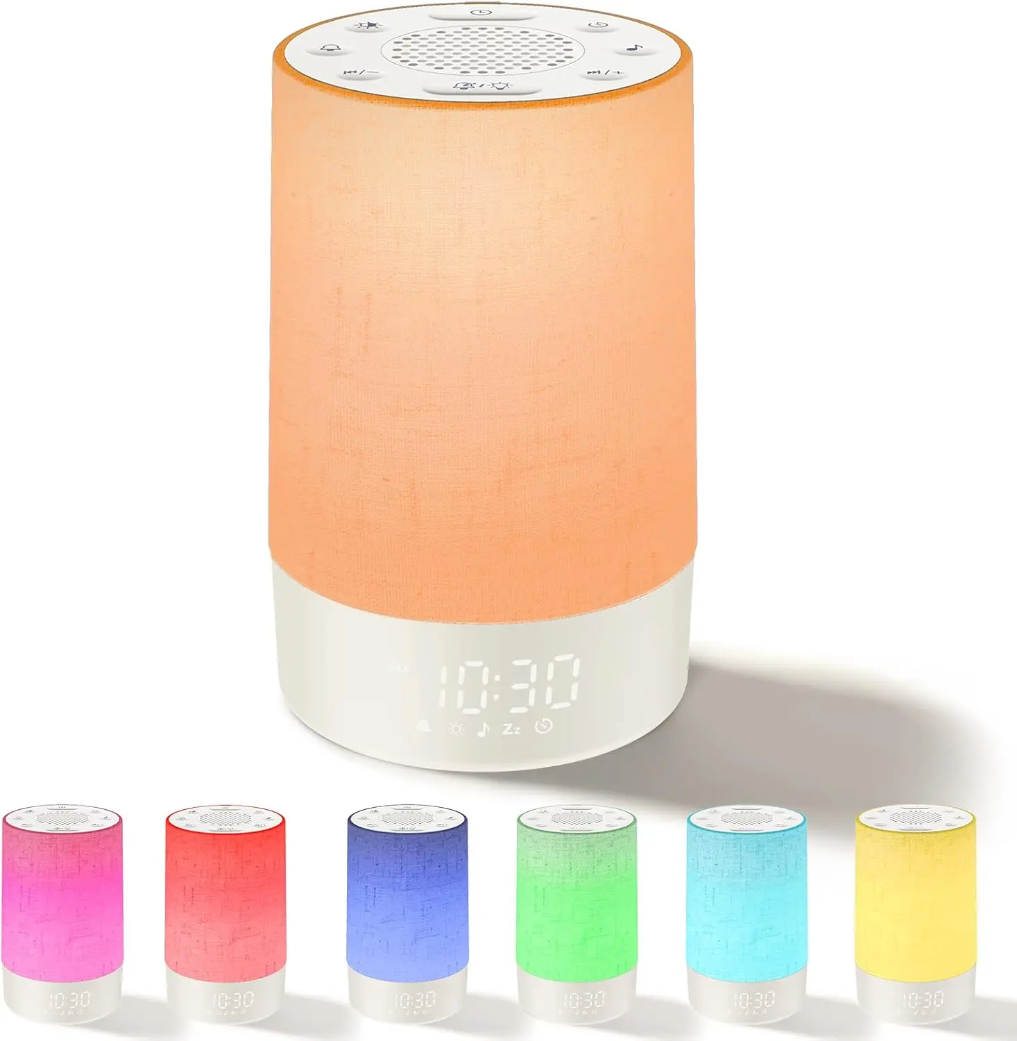 eSynic Portable White Noise Machine Baby with Cry Sensor & Night Light Rechargeable Mini Sound Machine for Adults Sleep Travel| Dimmable| 195g Lightweight| Wireless Connect| 3-Timer| Hanging Loop