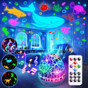 Sensory Lights Kids Sound Machine Night Light Projector Sensory Toys for Kids with Autism Toys for Boys 3-10 Boys Toys |   15 White Noise 3D Films 31Colors Night Light for Kids, Baby Gifts for Boy