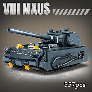 World War Ii Military Classic Tank VIII MAUS Tank Model Building Kit, Includes Soldier & Multiple Weapons, Abs Material, Collectible Toy for Kids & Adults
