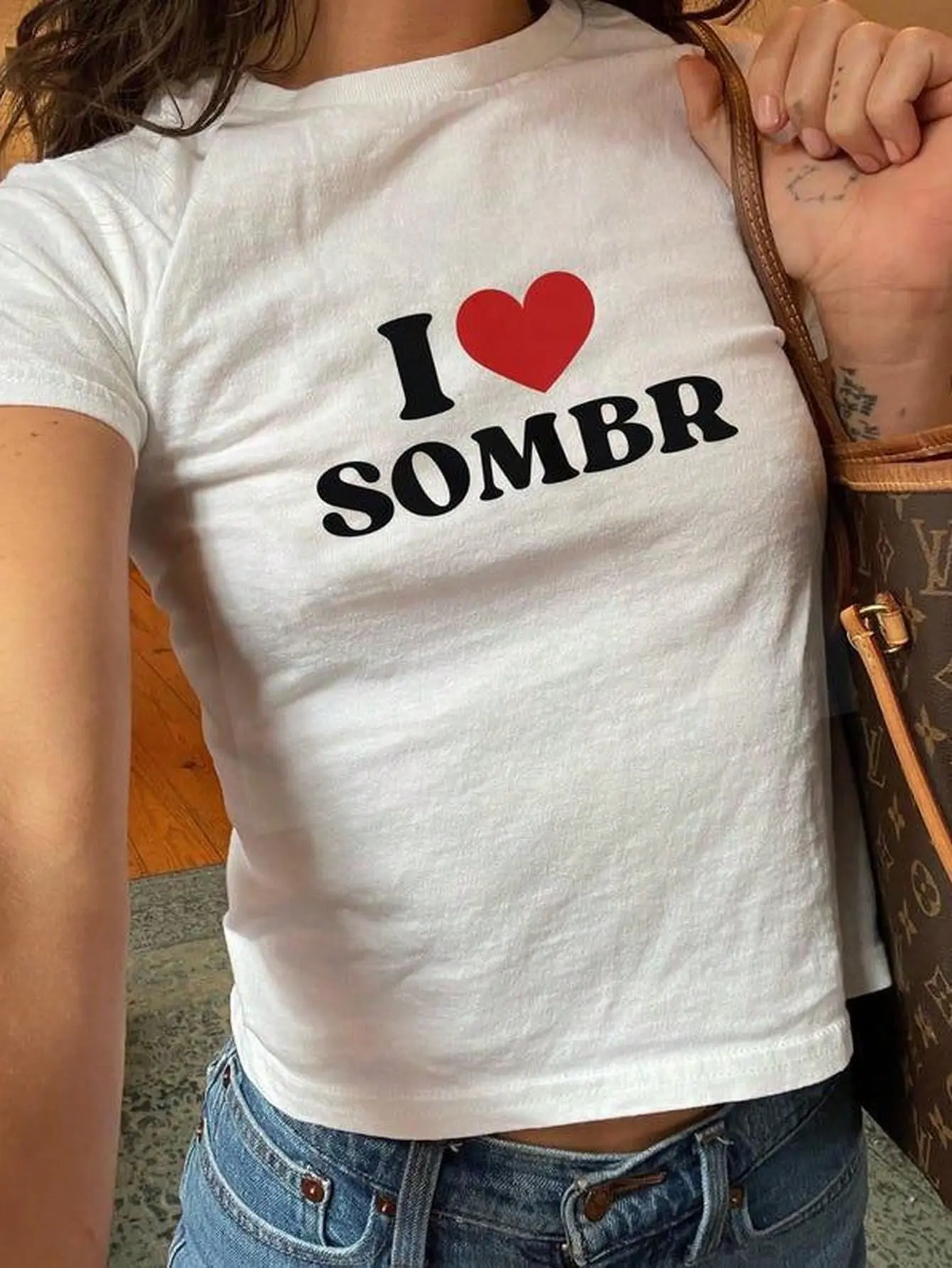 Sombr Shirt Baby Tee I Love Sombr Indie Singer Shirt , Graphic Tee , Babytee, Music Fans Gift, Cotton Tee, Undressed-Loose-Fit Easy Relaxed Style,
