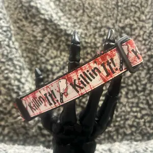 "Killin' It" Dog Collar Thick 1-inch Durable Nylon Webbing Handmade Pet Accessories in Various Sizes