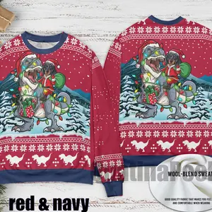 Dachshund Riding Dinasaur T-Rex Christmas Sweater, Dachshund Ugly Christmas Sweater, Dinasaur T-Rex Ugly Sweater, Merry Xmas Ugly Sweater 324UOB