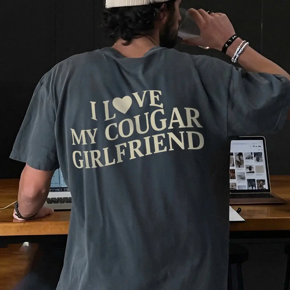 I Love My Cougar Girlfriend Shirt, Boyfriend Gift, I Love My Girlfriend Tee, I Heart My Cougar Shirt, Valentines Gift, for men, for woman Casual Cotto