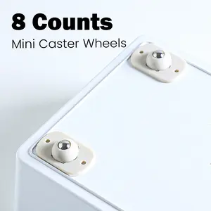 8 Counts Mini Self Adhesive Swivel Caster Wheels, 360° Rotation Universal Wheel No Scratch Stainless Steel Wheel for Moving Storage Box, Small Furniture,Trash Can, Bins Bottom