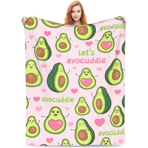Cute Avocado Blanket Gifts for Women for Living Room Bedding Couch Soft Warm Lightweight Cozy Throw Pink Avocados and Heart Blankets Valentines Day Decor 40x50in