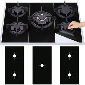 Gas Stove Burner Covers Universal Gas Stove Protectors, 5 Holes Protectors Reusable Heat Resistance Gas Range Non-Stick Washable Stove Top Protectors Liners Fast Clean Kitchen Cooking Kitchen Appliance Parts Durable Heat Resistant