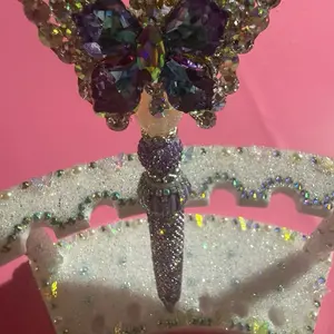 Butterfly Beaded Pen with Glittery Design and Colorful Beads for a Unique Writing Experience