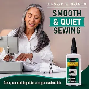 3.4 oz sewing machine oil kit, including 1-inch and 1.5-inch precision nozzles.