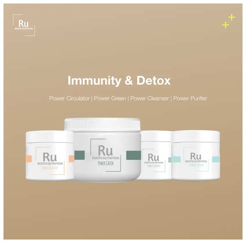 Roots Nutrition Immunity Detox Wellness Pack | Herbal Wellness Supplement Bundle | Power Green Powder + Power Circulator Capsules Contact us with questions :info@rootsnutrition.com