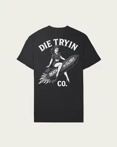 Die Tryin Bomber Girl Fitted Gym Tee - 100% Cotton Athletic Top for Gym Sessions CVC Color Selection