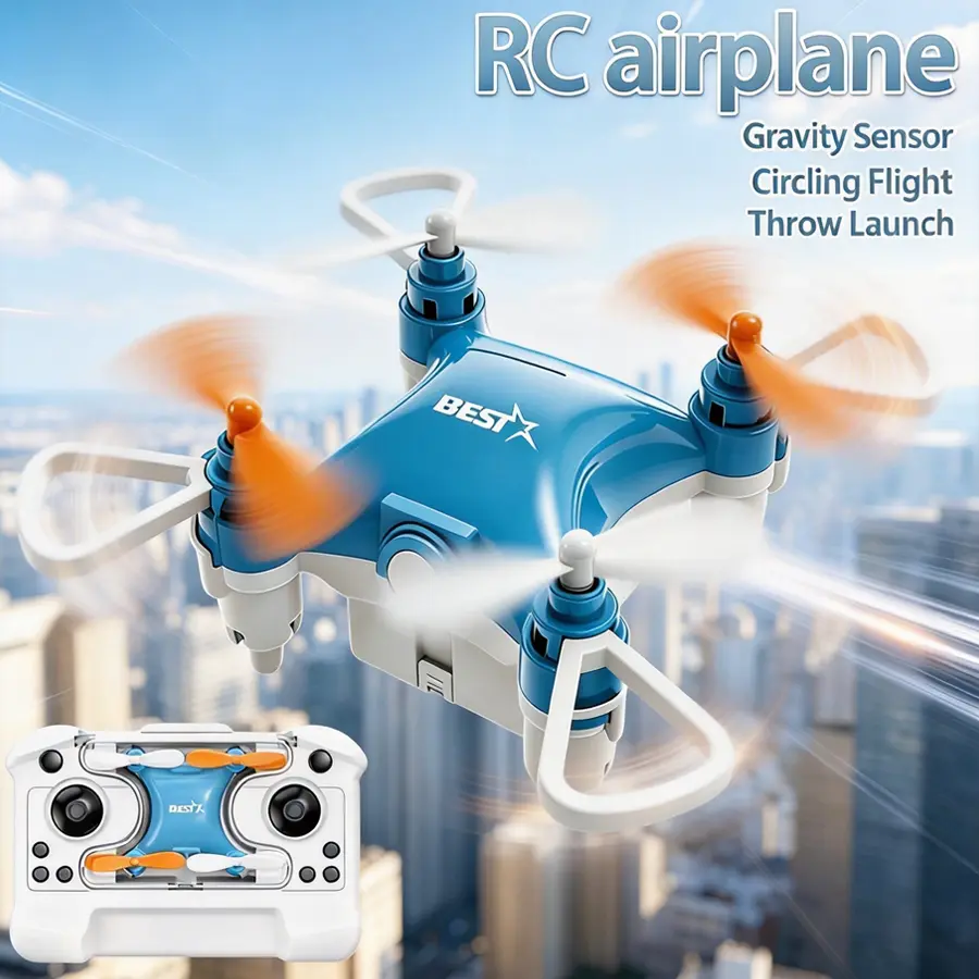 HKX72 Blue Mini RC Drone - Anti-Collision Quadcopter, Easy-to-Operate Remote Control Aircraft, Ideal Outdoor Fun Toy, Great Gift Option, Hkx72 Blue Mini Drone