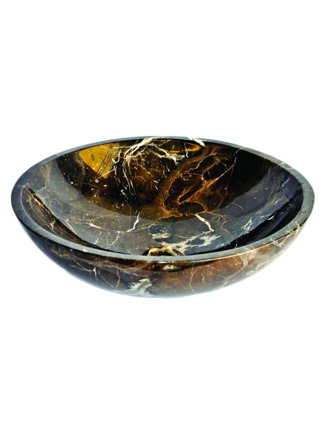Coffee Marble Natural Stone Vessel Sink Brown with White Veining 17-Inch Diameter
