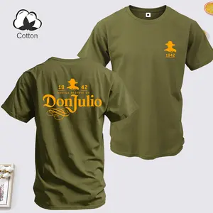 Cotton | Men's T-Shirt | Soft Regular Fit Lightweight Crew Neck Short-Sleeve Tee with Minimalist Freedom Graphic & Color Block Detail Moisture-Wicking Fabric for Casual Summer Sports Running & Weekend Outings Don Julio 1942 Graphic T-Shirt Olive Green Cot