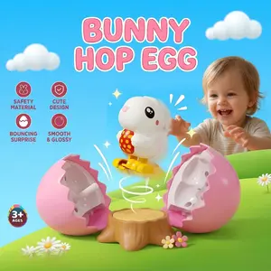 Sensory Wind-up Toy Bunny Egg - Interactive Hopping Rabbit for Kids, Develops Fine Motor Skills, Pink Surprise