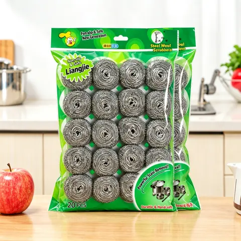 20Pcs Heavy Duty Stainless Steel Scrubber Set - Rust Resistant Household & Kitchen Cleaning Tools, Reusable Metal Balls for Pots, Pans, Stove, Removes Burnt Grease & Stains