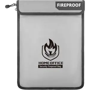 Fireproof Document Bag 2000?F, 15x11''  Fireproof  Bag for , Two Pockets Safe Document Organizer for Valuables, Important Document Folder for Office Home Travel (Gray)