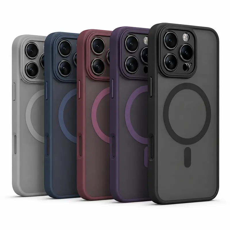 Luxurious Matte Magnetic Phone Case for iPhone 11-16 Pro Max Plus, Shockproof Protective Cover with Lens Protection, Hard Acrylic Back Mobile Phone Accessories for Handheld Devices