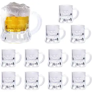 Mini Mug Shot Glasses, 1 oz Plastic  Tasting Glasses for  Fest, Birthday Weddings Party Supplies, BBQ and Picnics (1.75'' Tall, 12 count)