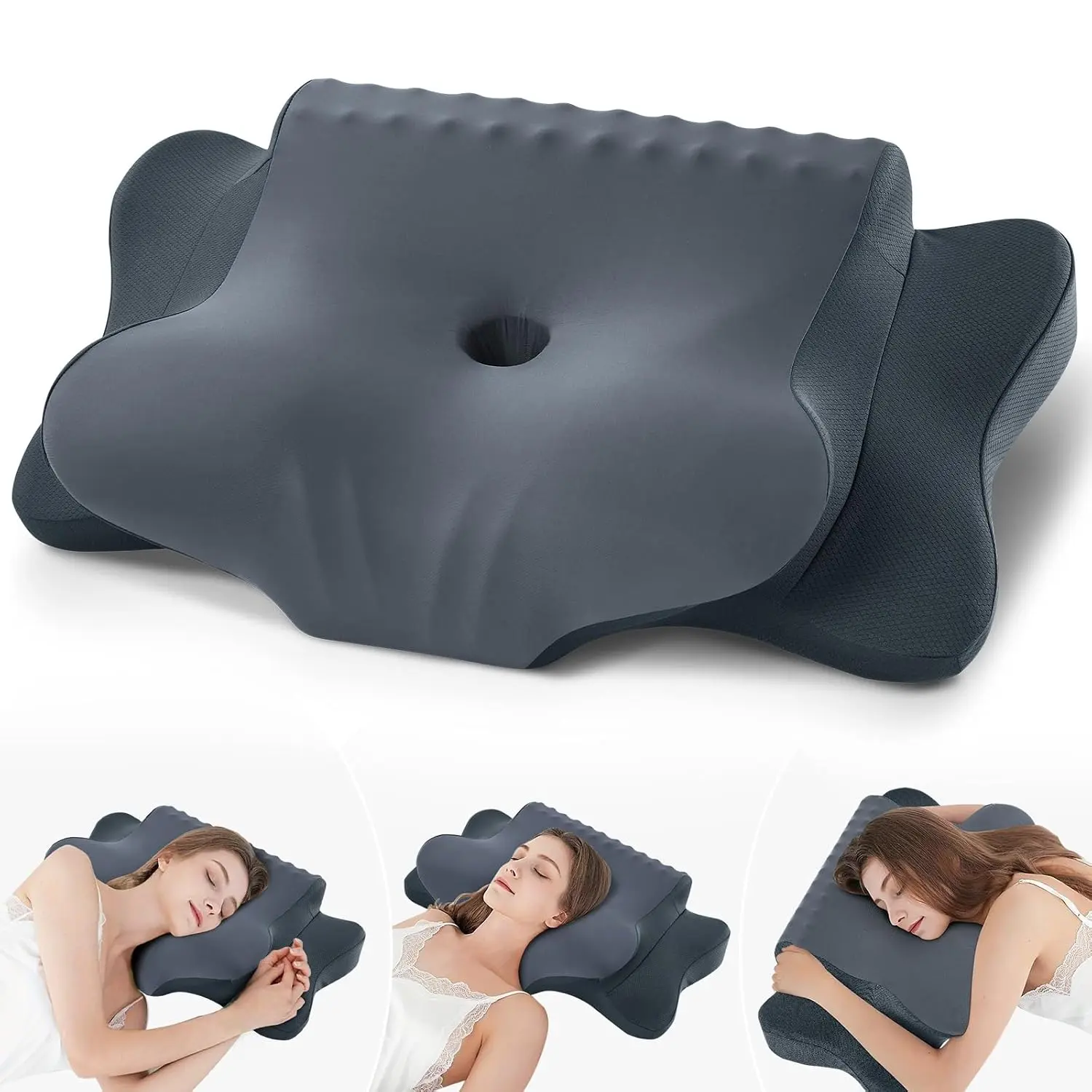 FAIORD Cooling Memory Neck Pillow, Adjustable Ergonomic Memory Foam Neck Pillows, Cervical Support
