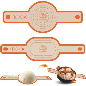 Silicone Oval and Round 2Pcs Non-Stick Reusable Bread Sling Sourdough Tools Dutch Oven Accessories Orange