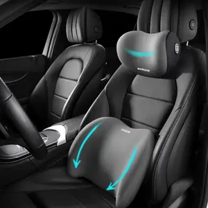 Ergonomic Memory Foam Car Neck Pillow & Lumbar Support Set, Seat Cushion for Driving Comfort