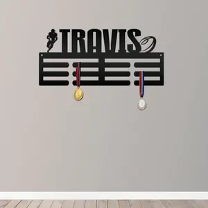 Personalized Football Medal Holder - Senior Gift-Metal Holder for Medals-Kids Bedroom Decor-Medal Holder-Ribbons-Pesonalized Medal Display for Bedroom-Custom Medal Holder for Awards-Medal Hanger-Sports Bedroom Decor
