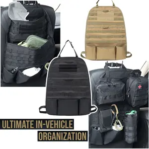 Tactical Car Seat Back M O L L E Panel Organizer Bag Outdoor Military Style Vehicle Storage for Hiking Off-Road Over landing Gear E D C Tactical Dad Accessories