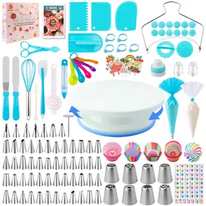 Cake Decorating Kit 356-Piece Turntable Squeezing Set Pastry Bag Ideal for Baking Enthusiasts Daily Home Baking Ornaments Decoration