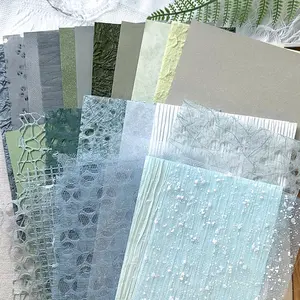 30 count  Textured Scrapbook Paper&Mesh Fabric set -  A5 sheet Craft Mulberry Special Rice Paper Mix for Scrapbooking Junk Journaling Supplies Card Collage DIY Materials, 5.8x8.2 inches