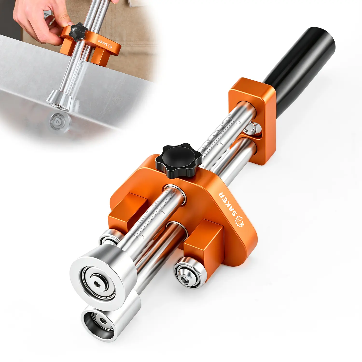 Saker 5-in Handheld Sheet Metal Roller Bender, Adjustable Metal Edge Bending Tool, 0-100° Bending Angle, Suitable for Roofing Linings, Steel, Aluminum, Copper & Galvanized Sheets (2 Colors Available)