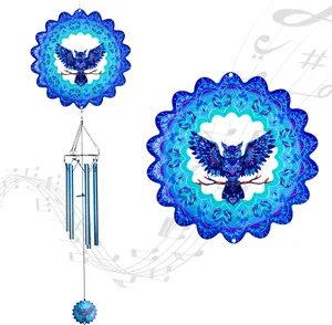Owl Wind Chimes for Outside,Birthday Gifts for Mom Grandma Wife,Owl Wind Chimes with 3D Wind Spinners,Outdoor Decor for Garden Yard Porch