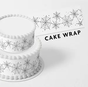 Cakecery Spider Web Deco Edible Icing Image Cake Border Strips Decoration Frosting Sheet Strips