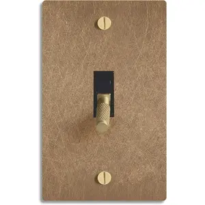 Select 15A 120V AC Toggle Switch, Vintage Solid Brass Single Pole 3 Way Compatible Wall Mount Toggle Switch, Included Faceplate & Switch Module, UL Listed